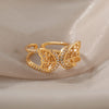 Crystal Butterfly Rings For Women Stainless Steel Female Gold Color Finger Ring Aesthetic Wedding Couple Jewerly anillos