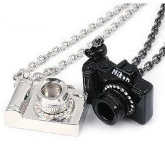 Crystal Camera Necklace Pendant Vintage Silver Black Charms Collar Choker Necklace Jewelry Fashion Women Gift Accessories B347