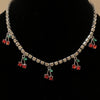 Crystal Cherry Pendant Necklaces for Women Choker Neck Chain Necklace Goth Accessories Punk Vintage Pendants Women's Jewelry