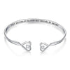 Crystal Double Heart Bowknot Bracelet Engraved NOT SISTERS BY BLOOD BUT SISTERS BY HEART Bangle Friendship Jewelry Gift
