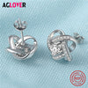Crystal Earrings 925 Silver Charm Women 12mm Earrings 100% Sterling Silver AAA Zircon Fashion Jewelry