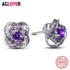 Crystal Earrings 925 Silver Charm Women 12mm Earrings 100% Sterling Silver AAA Zircon Fashion Jewelry