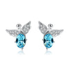 Crystal Earrings 925 Sterling Silver Vintage Cute Silver Angel Women Stud Earrings Fashion Charm Jewelry