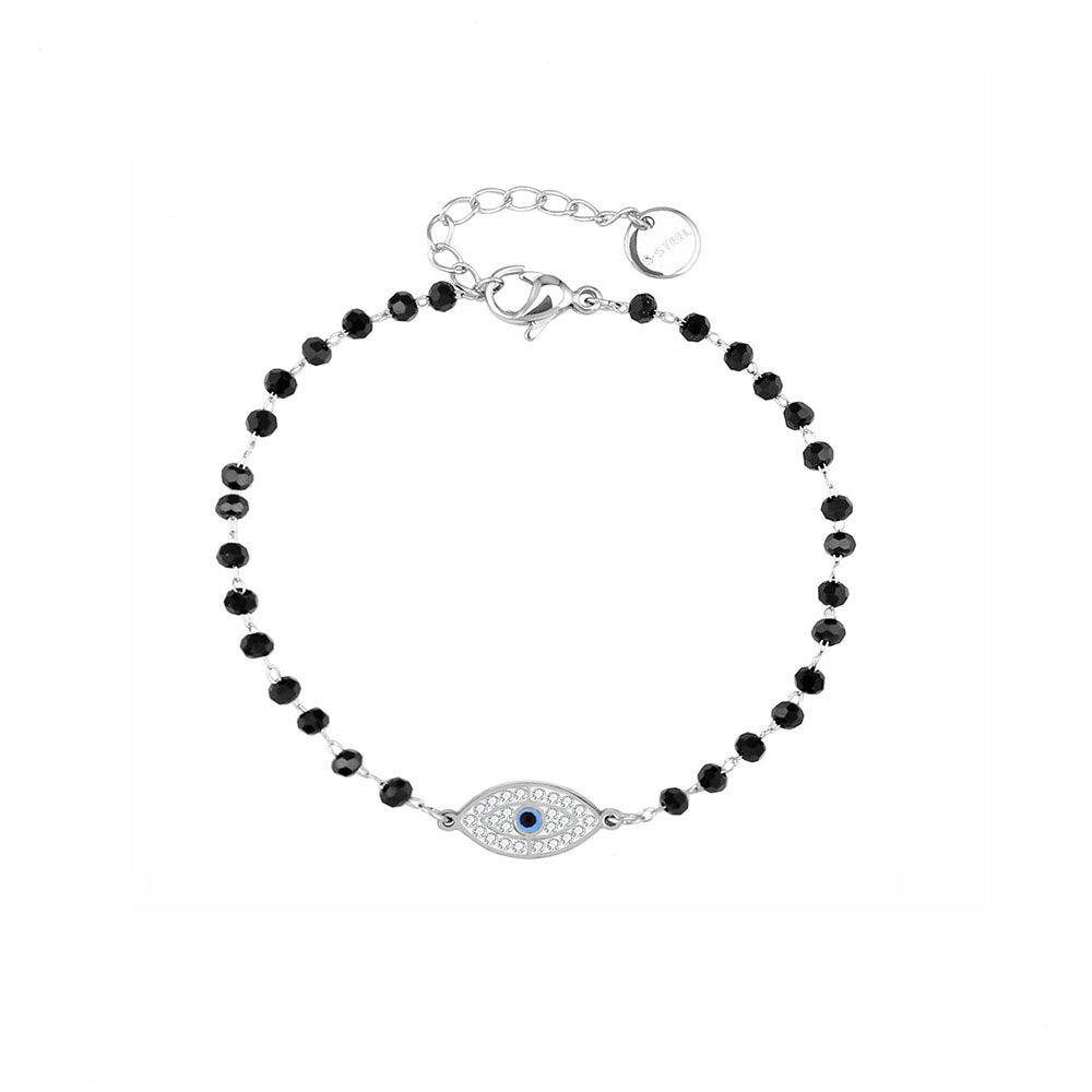 Crystal Evil Eye Pendant Bracelets Stainless Steel Black Bead Chain Gold Silver Color Bracelet For Woman Girls Charms Jewelry