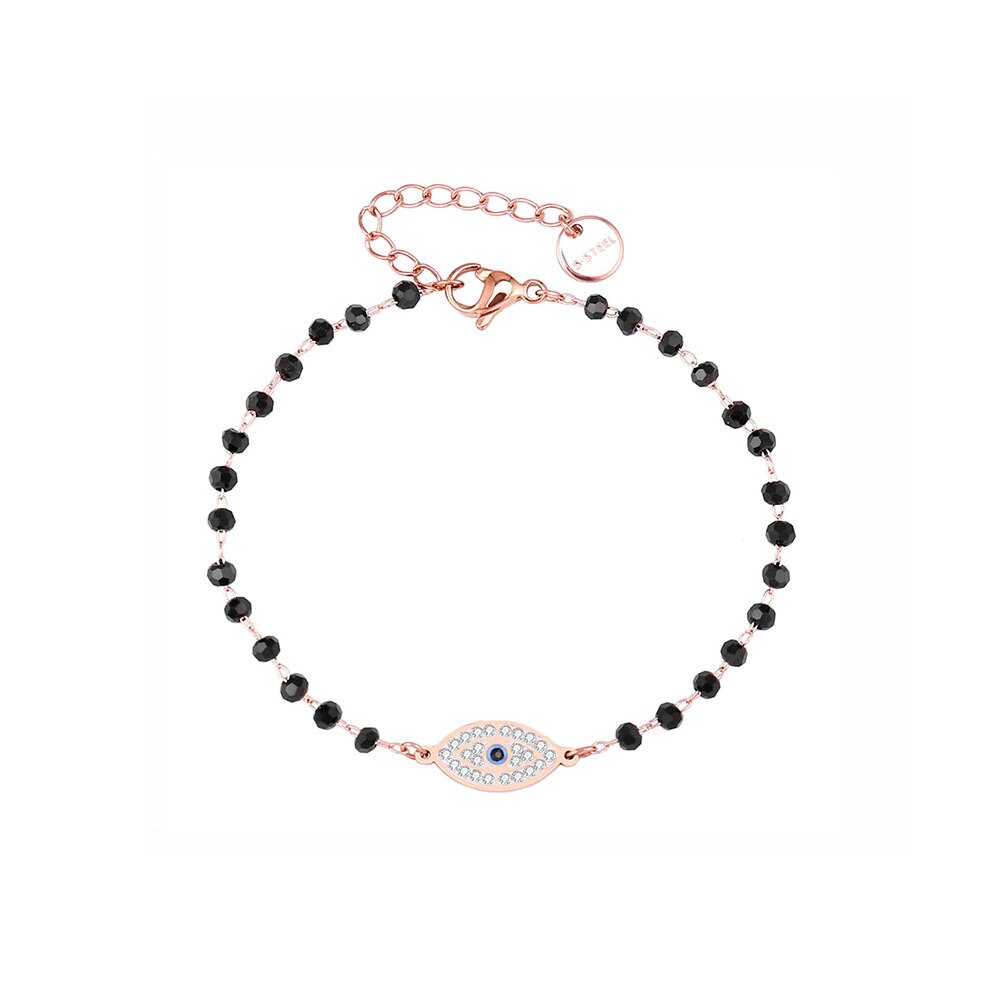 Crystal Evil Eye Pendant Bracelets Stainless Steel Black Bead Chain Gold Silver Color Bracelet For Woman Girls Charms Jewelry