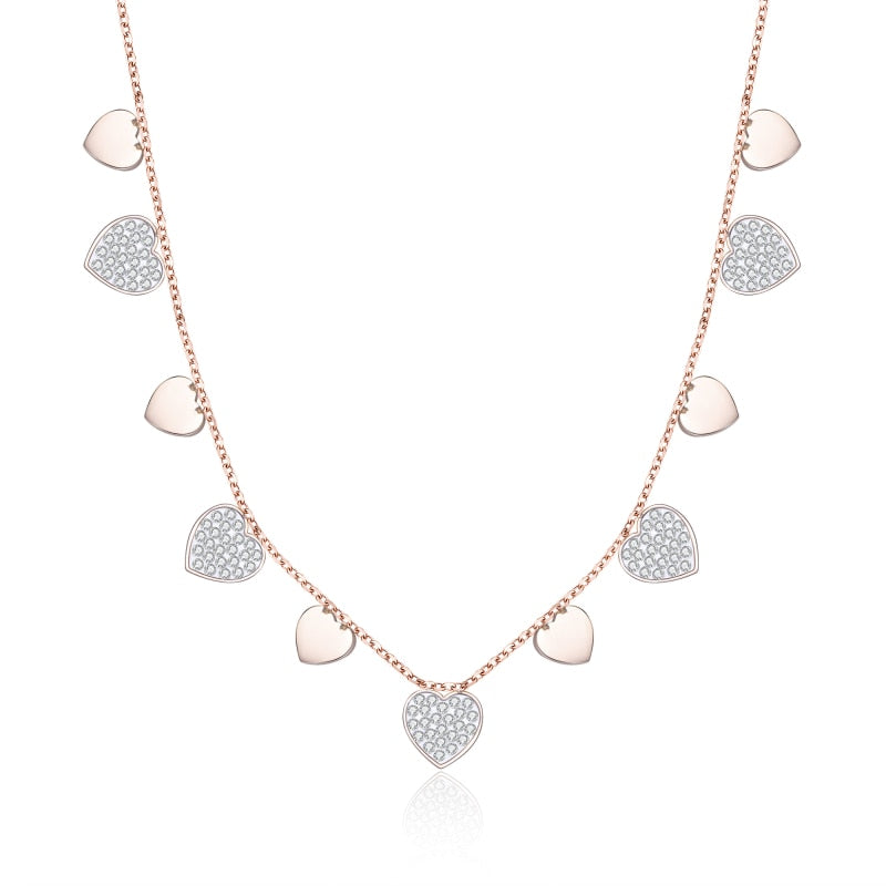 Crystal Heart Necklaces for Women  Stainless Steel Chain Small Love Tassel Pendant Necklace Bohemia Jewelry 2022 New