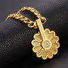 Crystal Hip-hop Sunflower Crystal Can be Rotated Pendant Necklace Rainbow Jewelry Rock Rapper Collar Accessories Gifts