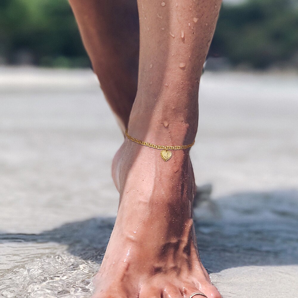 Crystal Initial Letter Anklets Women Alphabet Foot Chain Beach Bracelets Heart Shape Pendant With Birthstone Boho Jewelry Gift