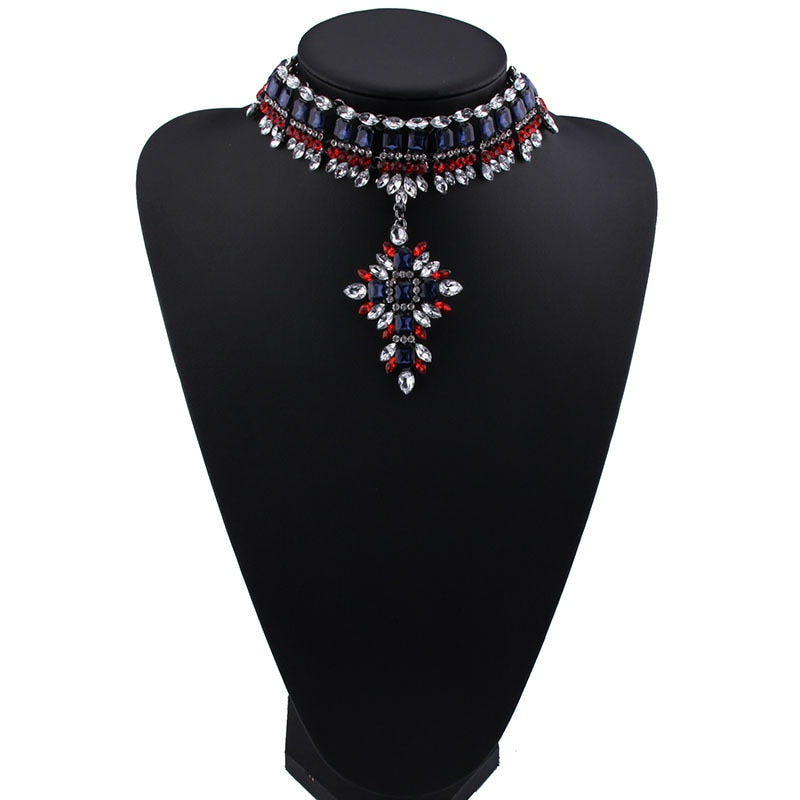 Crystal Large Necklace For Women Bohemia Wedding Necklace Statement Jewelry Bib Chokers Collier #232829