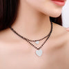 Crystal Love Pendant Stainless Steel Necklace Double Layered Black Beads Chain Hearts Simple Necklace for Women Jewelry 2022