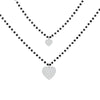 Crystal Love Pendant Stainless Steel Necklace Double Layered Black Beads Chain Hearts Simple Necklace for Women Jewelry 2022