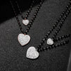 Crystal Love Pendant Stainless Steel Necklace Double Layered Black Beads Chain Hearts Simple Necklace for Women Jewelry 2022