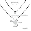 Crystal Love Pendant Stainless Steel Necklace Double Layered Black Beads Chain Hearts Simple Necklace for Women Jewelry 2022