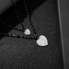 Crystal Love Pendant Stainless Steel Necklace Double Layered Black Beads Chain Hearts Simple Necklace for Women Jewelry 2022