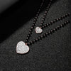 Crystal Love Pendant Stainless Steel Necklace Double Layered Black Beads Chain Hearts Simple Necklace for Women Jewelry 2022