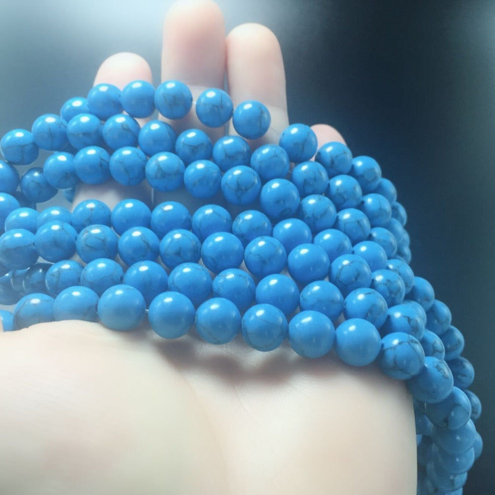 Crystal Natural Stone Beads For Jewelry Making 8-10mm Round Blue Turquoise Bead Bracelet Necklace Diy Gift Gothic Necklace Drops
