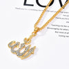 Crystal Pendant Necklace Gifts Sweater Chain Necklaces Gifts Allah Gold Plating Necklace Chain Simulated Anchor Islamic