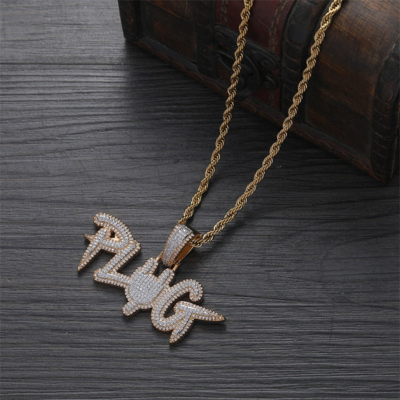Crystal Plug Pendant Necklace Men'S Hip Hop Copper Inlaid Zircon Jewelry Charm Rapper  Party Necklaces