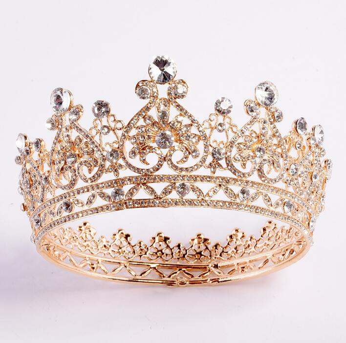 Crystal Queen Crown Wedding Full Circle Pageant Tiara bride Crown Rhinestones  Princess Tiara Bridal Crown Headband hair jewelry