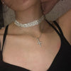 Crystal Rhinestone Choker Necklace Women Wedding Accessories Silver Color Chain Stretch Punk Gothic Jewelry Collier Femme