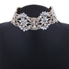 Crystal Rhinestone Flower Choker Necklace Gold Silver Jewelery Women Bride Jewelry Chocker #95047