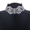 Crystal Rhinestone Flower Choker Necklace Gold Silver Jewelery Women Bride Jewelry Chocker #95047