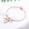 Crystal Simple Heart Owl Stainless Steel Bracelets Bangle For Women Rose Gold Silvery Animal Owl Charms Jewellery 2022