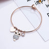 Crystal Simple Heart Owl Stainless Steel Bracelets Bangle For Women Rose Gold Silvery Animal Owl Charms Jewellery 2022
