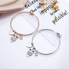 Crystal Simple Heart Owl Stainless Steel Bracelets Bangle For Women Rose Gold Silvery Animal Owl Charms Jewellery 2022