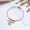 Crystal Simple Heart Owl Stainless Steel Bracelets Bangle For Women Rose Gold Silvery Animal Owl Charms Jewellery 2022