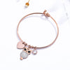 Crystal Simple Heart Owl Stainless Steel Bracelets Bangle For Women Rose Gold Silvery Animal Owl Charms Jewellery 2022
