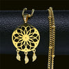Crystal Stainless Steel Dreamcatcher Necklace Women Flower of Life Bohemia Charm Necklaces Boho Jewelry colgante N8010S05