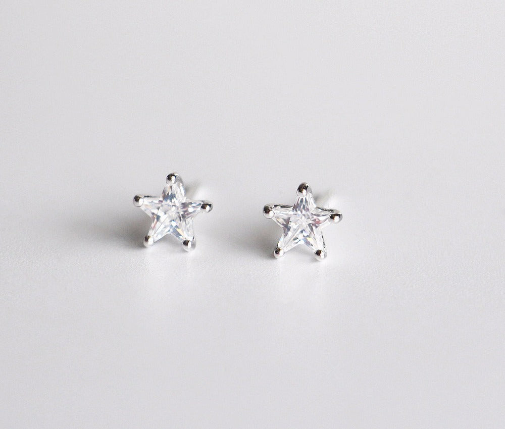 Crystal Star Stud Earring for Women New Sterling Silver 925 Jewelry Cute Female Party Gift Stud Earring Girls Fine Jewelry Gifts