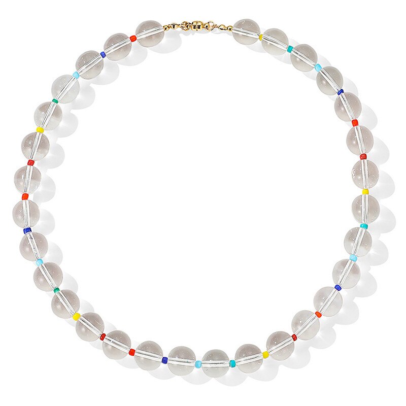 Crystal glass beads necklace women wild temperament rainbow necklace 2021 jewelry wild girl charm Collier accessories