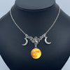 Crystal glass moon necklace, crescent pendant witch jewelry simple moon collar jewelry pagan wizard gift