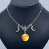 Crystal glass moon necklace, crescent pendant witch jewelry simple moon collar jewelry pagan wizard gift