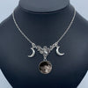 Crystal glass moon necklace, crescent pendant witch jewelry simple moon collar jewelry pagan wizard gift