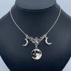 Crystal glass moon necklace, crescent pendant witch jewelry simple moon collar jewelry pagan wizard gift