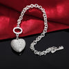 Crystal heart pendant 925 Sterling Silver Bracelet necklace for women wedding Party wedding accessories Gift Jewelry set