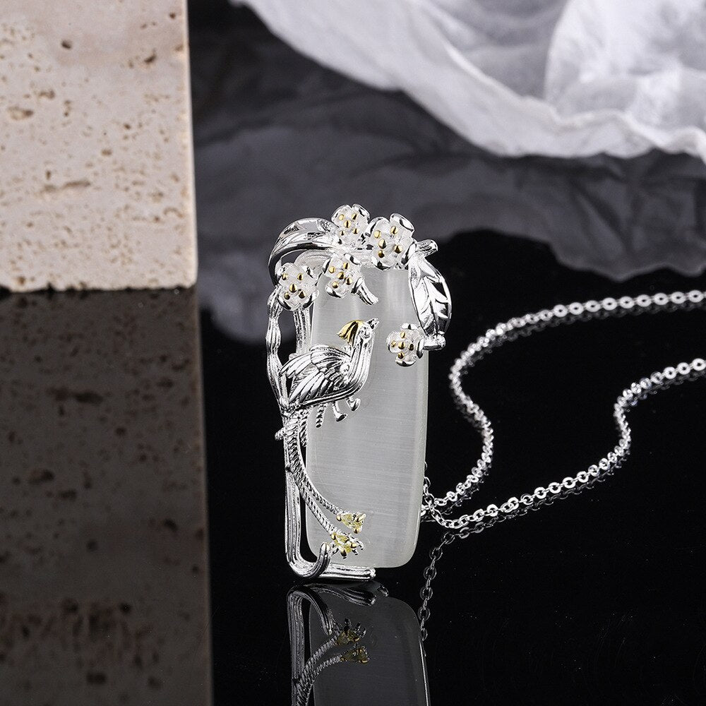 Crystals Flower Pendant Female Necklaces For Women 925 Stamp Silver Color 18Inch Chain  Jewelry Gift 2022
