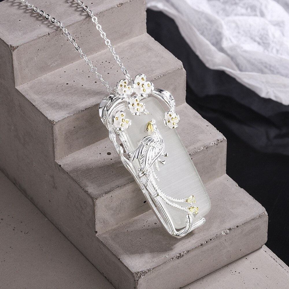 Crystals Flower Pendant Female Necklaces For Women 925 Stamp Silver Color 18Inch Chain  Jewelry Gift 2022