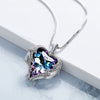 Crystals Necklaces Women Pendant Necklace Heart Shaped Blue Purple AB Luxury Fashion Jewelry Austrian Rhinestone Wholesale