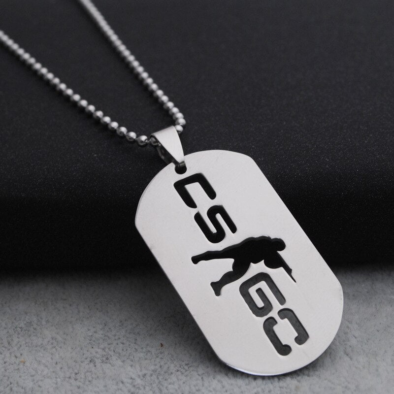 Csgo Pendant Necklace hollow stainless steel dog brand CS go Necklace men's game hip hop party Necklace Jewelry