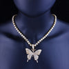 Cuban Chain Blink Butterfly Necklace Choker Hip Hop Punk Jewelry Gold Silver Plated Rhinestone 2021 Trendy Jewelry For Women