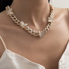 Cuban Chain Blink Butterfly Necklace Choker Hip Hop Punk Jewelry Gold Silver Plated Rhinestone 2021 Trendy Jewelry For Women