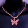 Cuban Chain Blink Butterfly Necklace Choker Hip Hop Punk Jewelry Gold Silver Plated Rhinestone 2021 Trendy Jewelry For Women