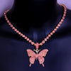 Cuban Chain Blink Butterfly Necklace Choker Hip Hop Punk Jewelry Gold Silver Plated Rhinestone 2021 Trendy Jewelry For Women