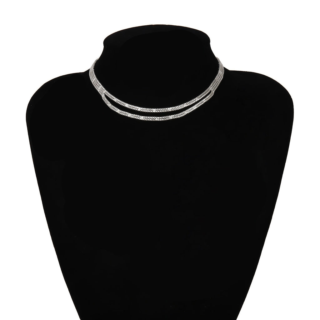 Cuban Double Layered Choker Necklace Minimalist Hip Hop Iron Chain Necklace for Women Men Steampunk Jewelry