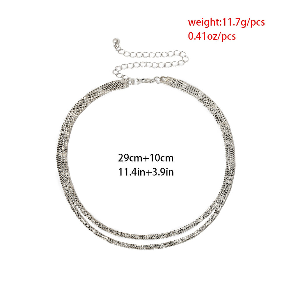 Cuban Double Layered Choker Necklace Minimalist Hip Hop Iron Chain Necklace for Women Men Steampunk Jewelry