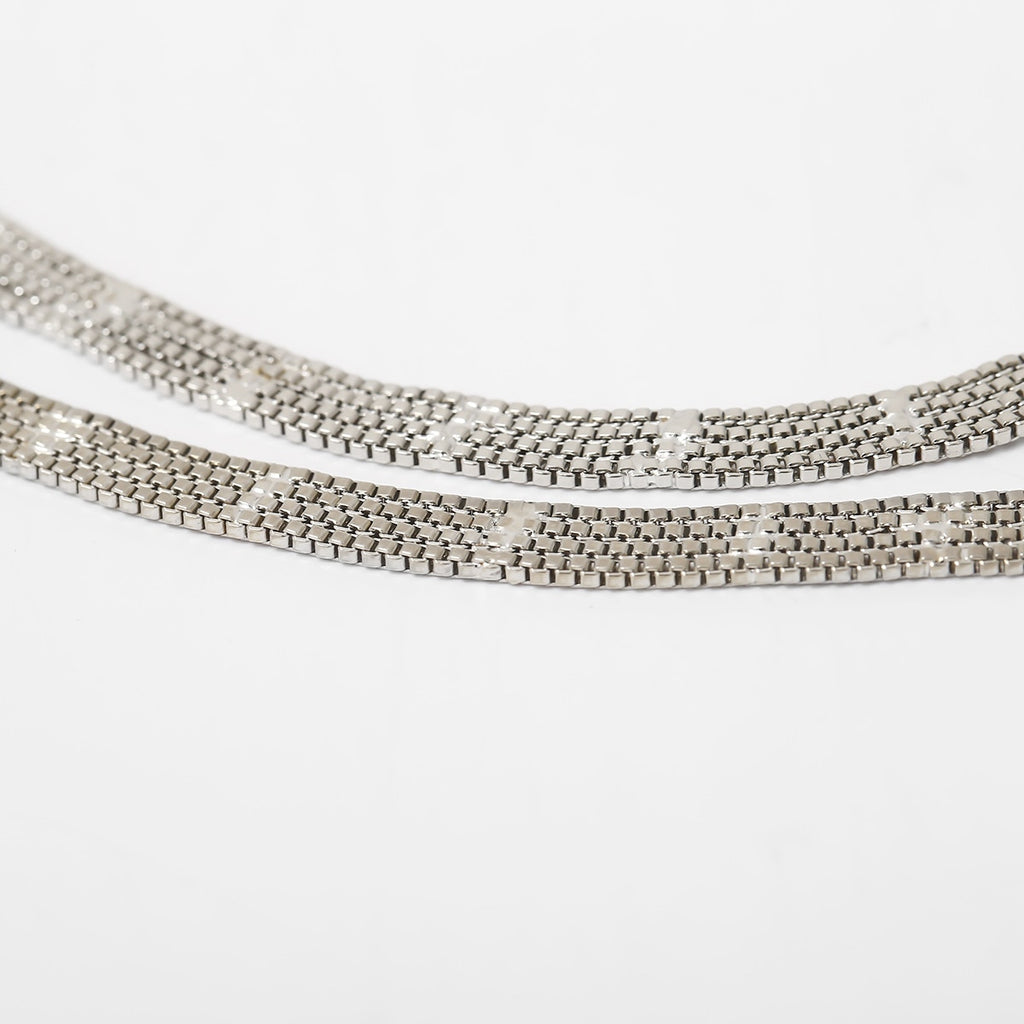 Cuban Double Layered Choker Necklace Minimalist Hip Hop Iron Chain Necklace for Women Men Steampunk Jewelry